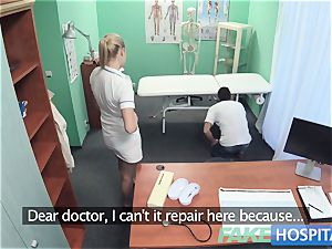 fake hospital Hired handyman jizzes all over nurses bootie