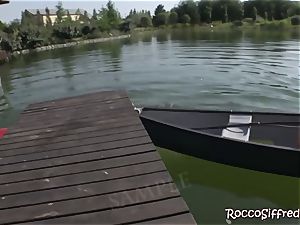 Misha Crossrides Rocco's dick by the lake